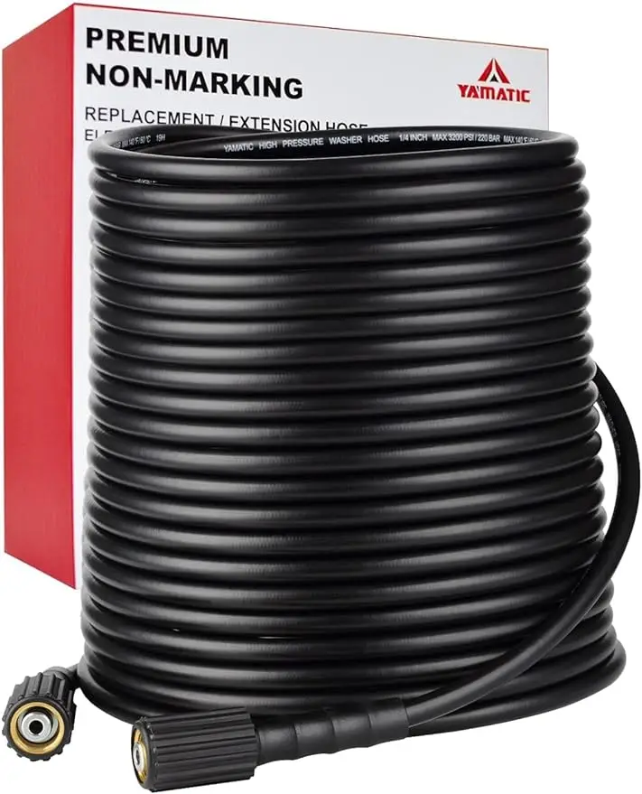 

Pressure Washer Hose 100FT 1/4" Kink Free M22 Brass Fitting Power Washer Hose Replacement for Ryobi Troy Bilt Greenworks