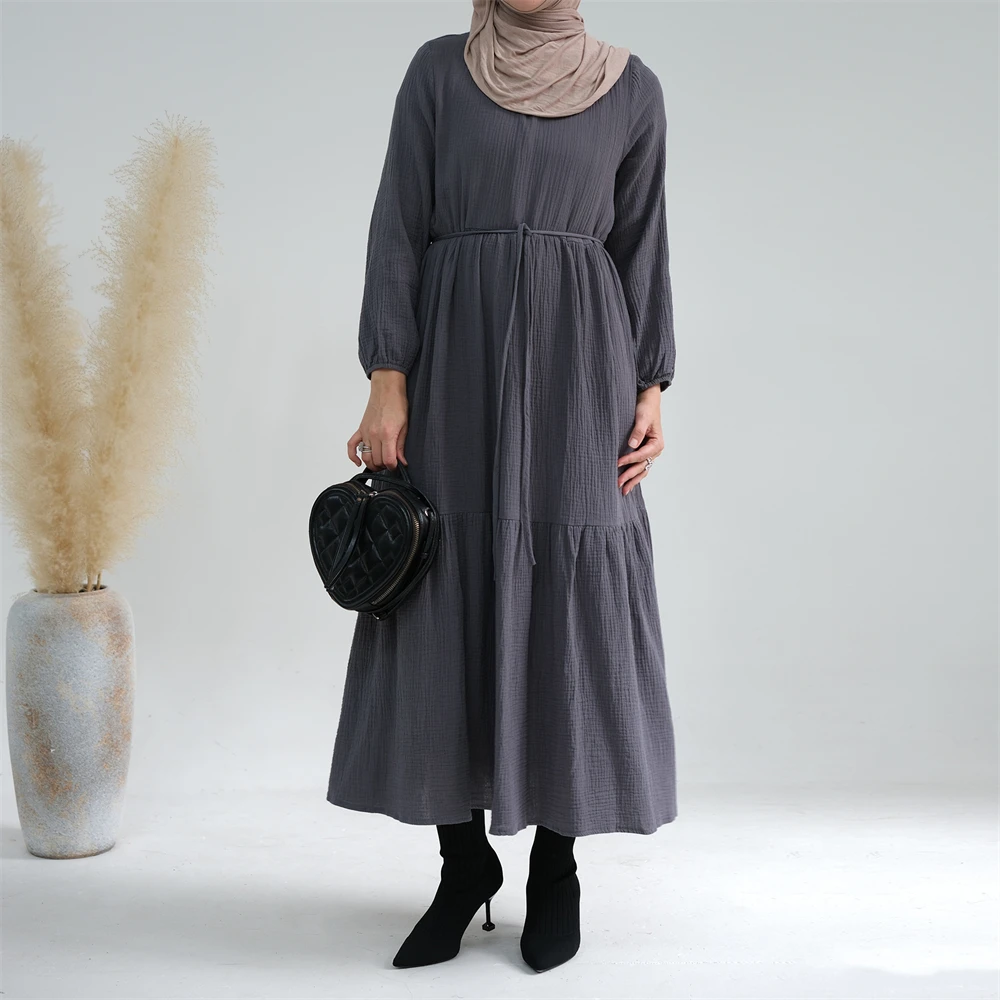 

Casual Cotton Abaya for Women Muslim Maxi Dress Arabic Robe Ramadan Islamic Jalabiya Dubai Turkish Kaftan Modest Abayas Vestidos