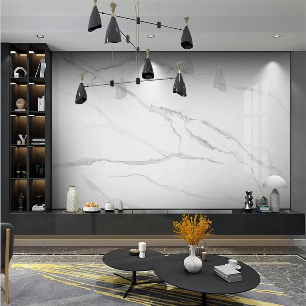 

custom Modern white marble wallpaper catering engineering home decoration photo mural stone wall papers home decor