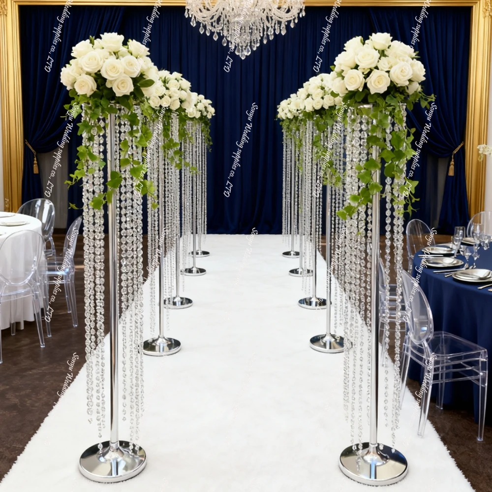 

12 шт.) 120 см) Новое поступление свадебной сцены, дорожного столба, свинцовый подсвечник, хрустальный центральный деталь, поставщик