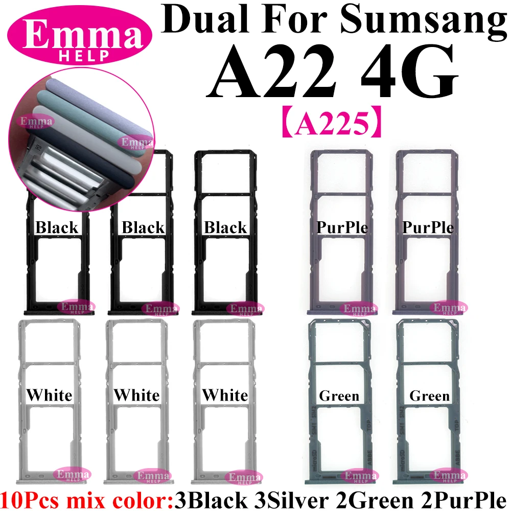 10Pcs Sim Karte Halter Für Samsung Galaxy A14 A13 A22 A32 A60 A50S A03Core A02S Dual Sim Slot Tray buchse Telefon Adapter Schublade