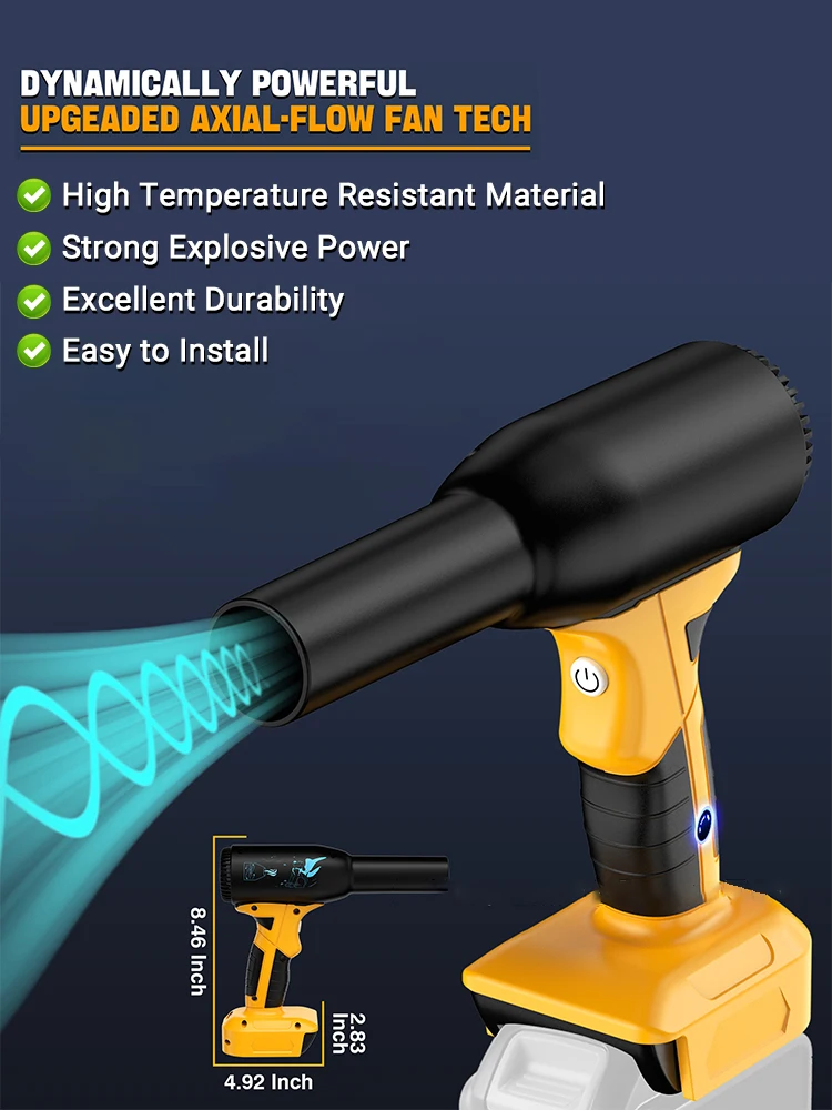 

Jet Blower Fan 4 Gear Speed Cordless Portable Handheld Turbo Jet Fan Blowers For Makita/Bosch/Dewalt/Milwaukee 18-22V Battery