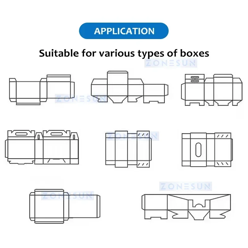 Zonesun Automatische Kartonmaschine Horizontale Seitenlastkarton Industrielle Kastenfaltmaschine ZS-120BP
