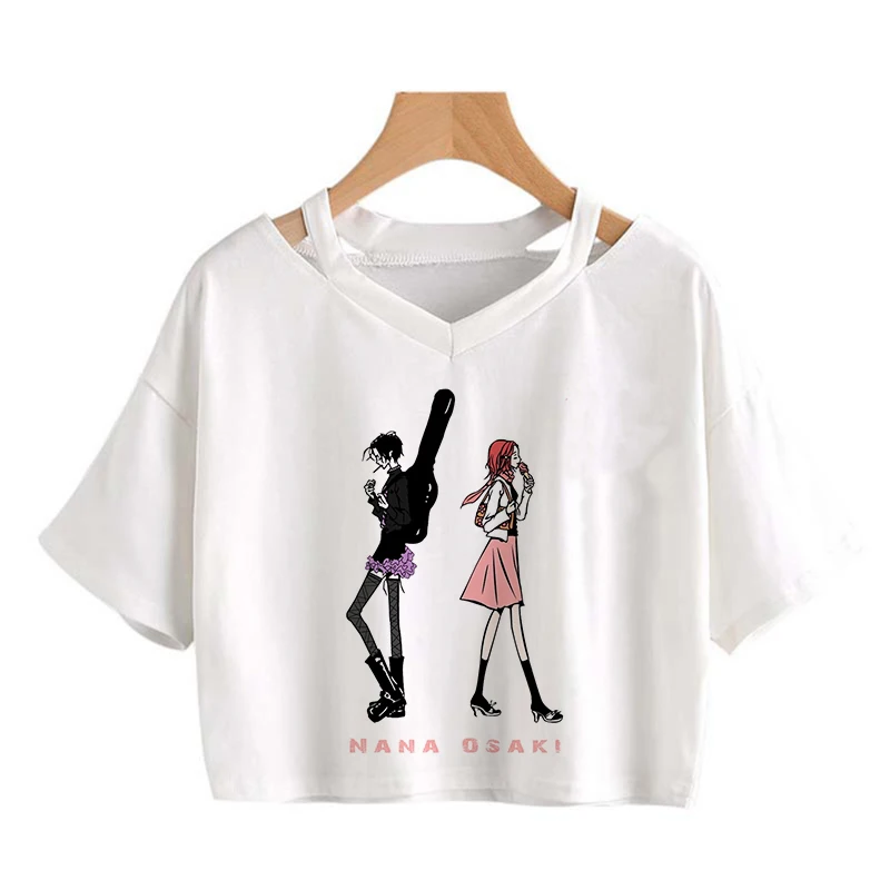 Anime Nana Osaki Gothic Cropped Tee Shirt 90s Black Stones Graphic Crop Tops Funny Manga T-shirt Women Fashion Casual Y2k Tshirt