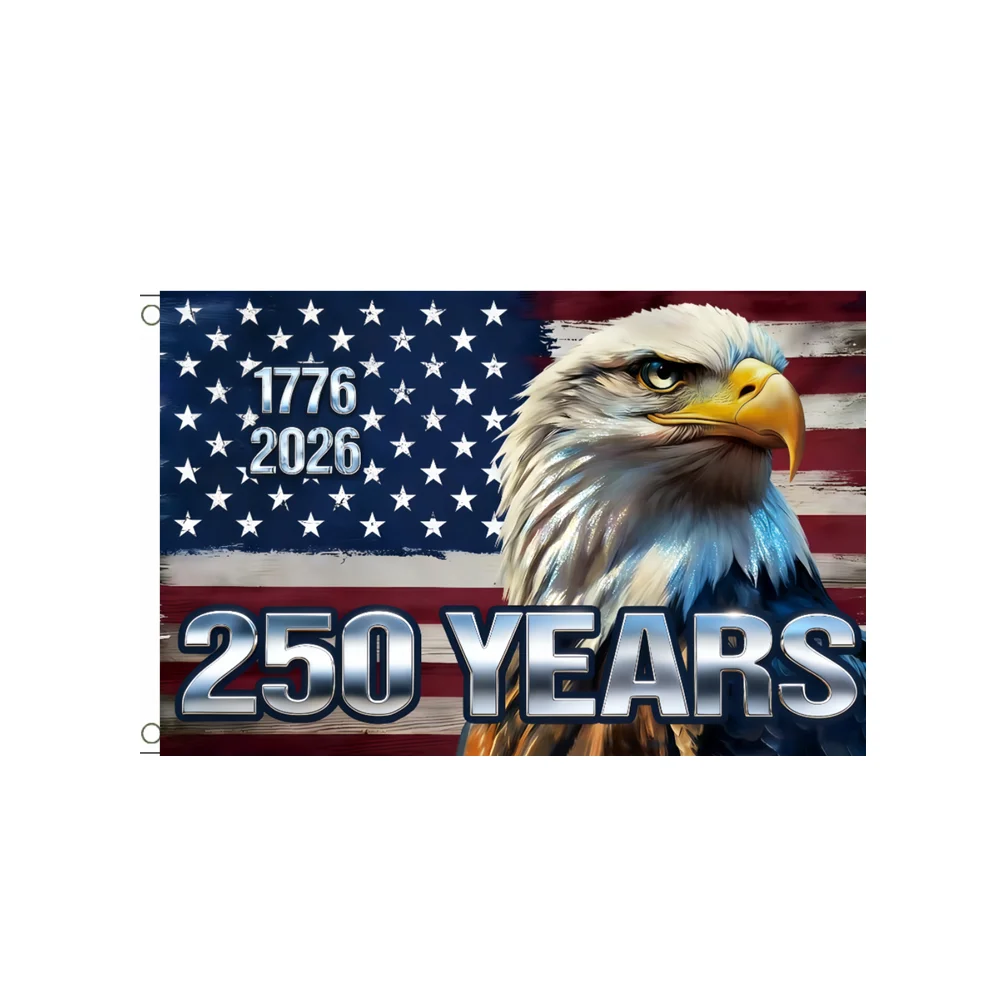 1776-2026 American 250th Independence Flag Bald Eagle Patriotic Decorative Banner for Indoor Outdoor USA Commemorative Use