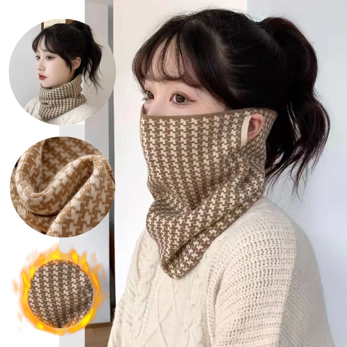 

Winter Warm Mask for Men Women Plush Thickened Windproof Neck Scarf Ear Protection for Ski Cycling Outdoor Sports