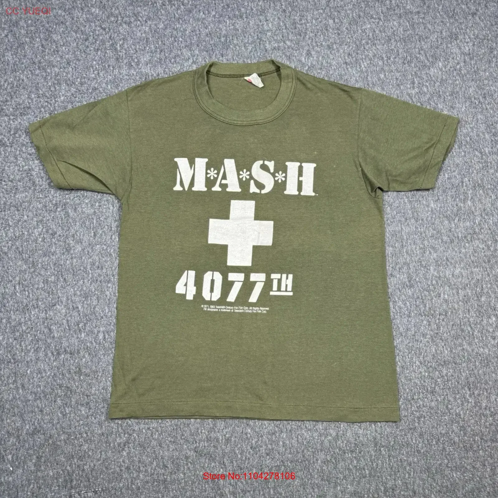 Sportswear Mens T Shirt Medium Green MASH 20th Century Fox Promo 83 Vintage vintage Washed homme Comfortable Slightly Stretched