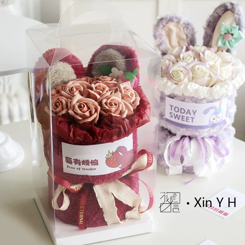 Stellalou Plush Doll Flower Cute Bouquet Couple Romantic Soap Flower Valentine'S Day To Send Girlfriend Rose Birthday Gift Box