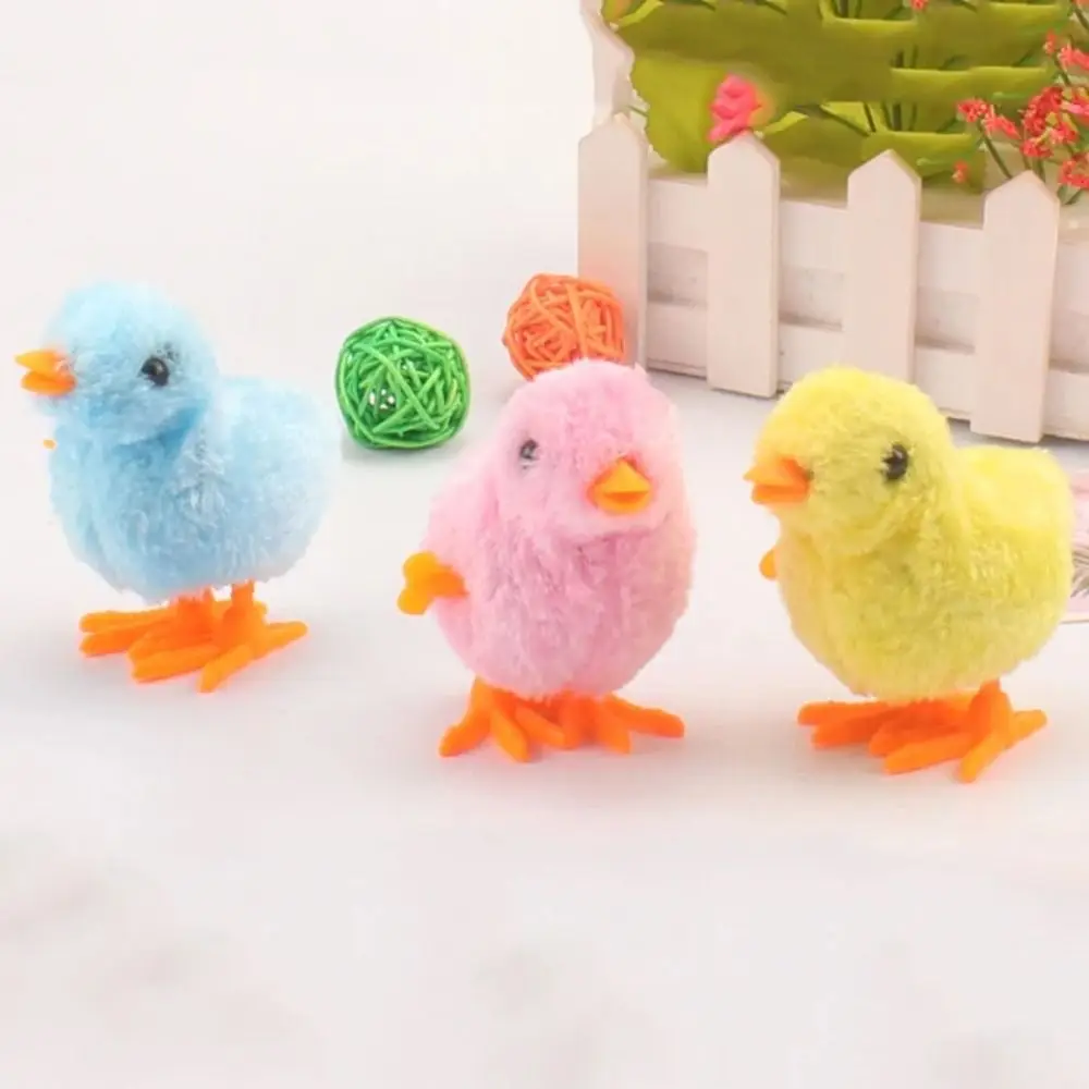 Cute Plastic Easter Running Chick Random Color Jumping Wind Up Chick Easter Decoration Stuffed Chick Clockwork Walking Toys