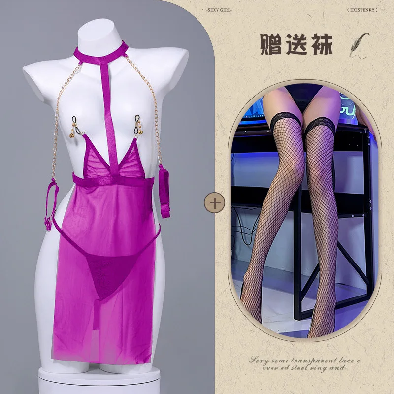 Sexy Mesh See-through Borst Lekkende Gepassioneerde Niet-verwijderbare SM Bed Vrouwelijke Shirt Hot Ondergoed Vrouwen Lingerie Nieuwe 2025 kleding