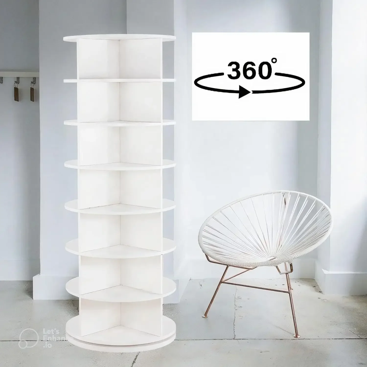 Original Rotating shoe rack 360°, Spinning shoe rack, One and only that contains 35 shelves. 7-tier hold over 35 pairs of shoes