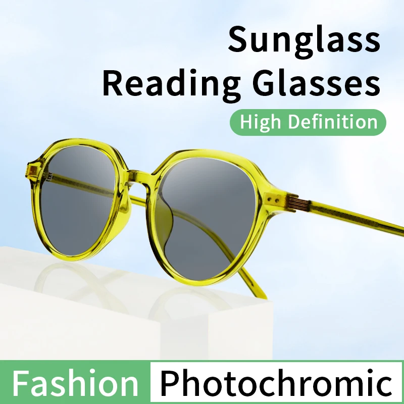 

Photochromic Reading Sunglasses,Ultra-light TR90 Frame, Anti UV/Eyestrain/Glare Hard & Multi-coated Lens,Stylish Readers Women