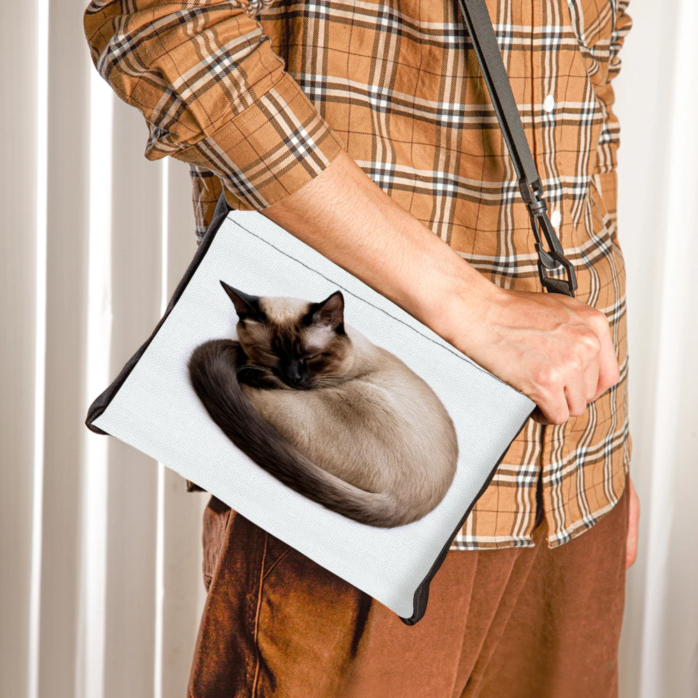 Siamese Cat Print Crossbody Bag White Cat Pattern Shoulder Bags For Women And Girls Casual Everyday Use Travel Shopping Carry Al