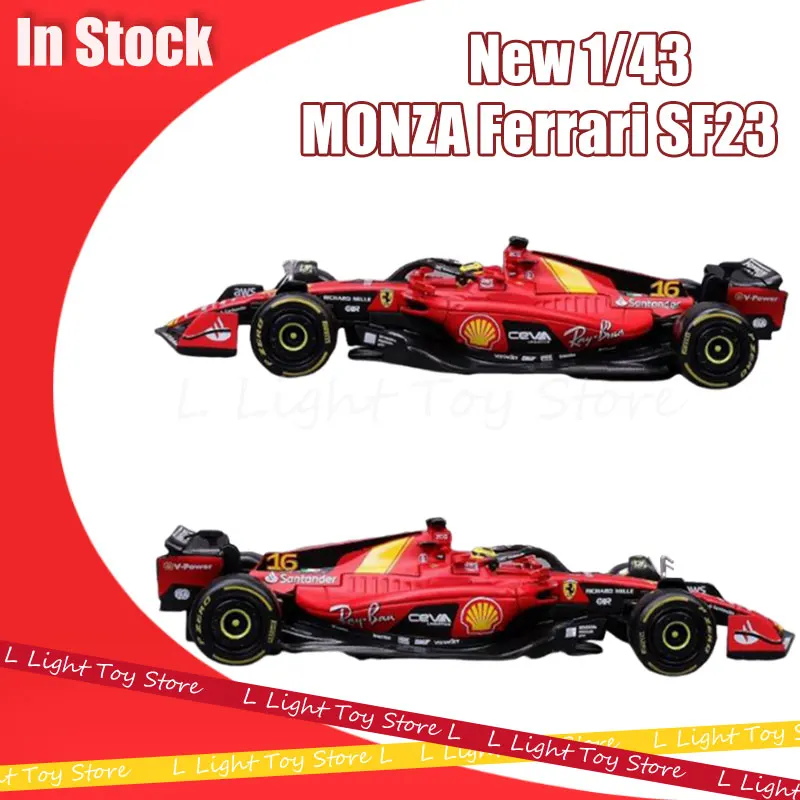 New Bburago 1/43 Ferrari Sf23 Car Models Formula 1 Monza Sf-23 Alloy Car Die-Cast Model With Acrylic Dust Cover F1 Car Toy Gifts