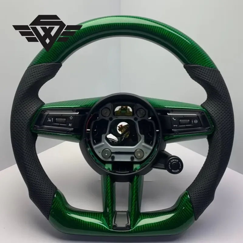 【Customizable】 SYX Green Carbon Fiber Steering Wheel for 991 992 Cayenne Panamera Macan Tayneen