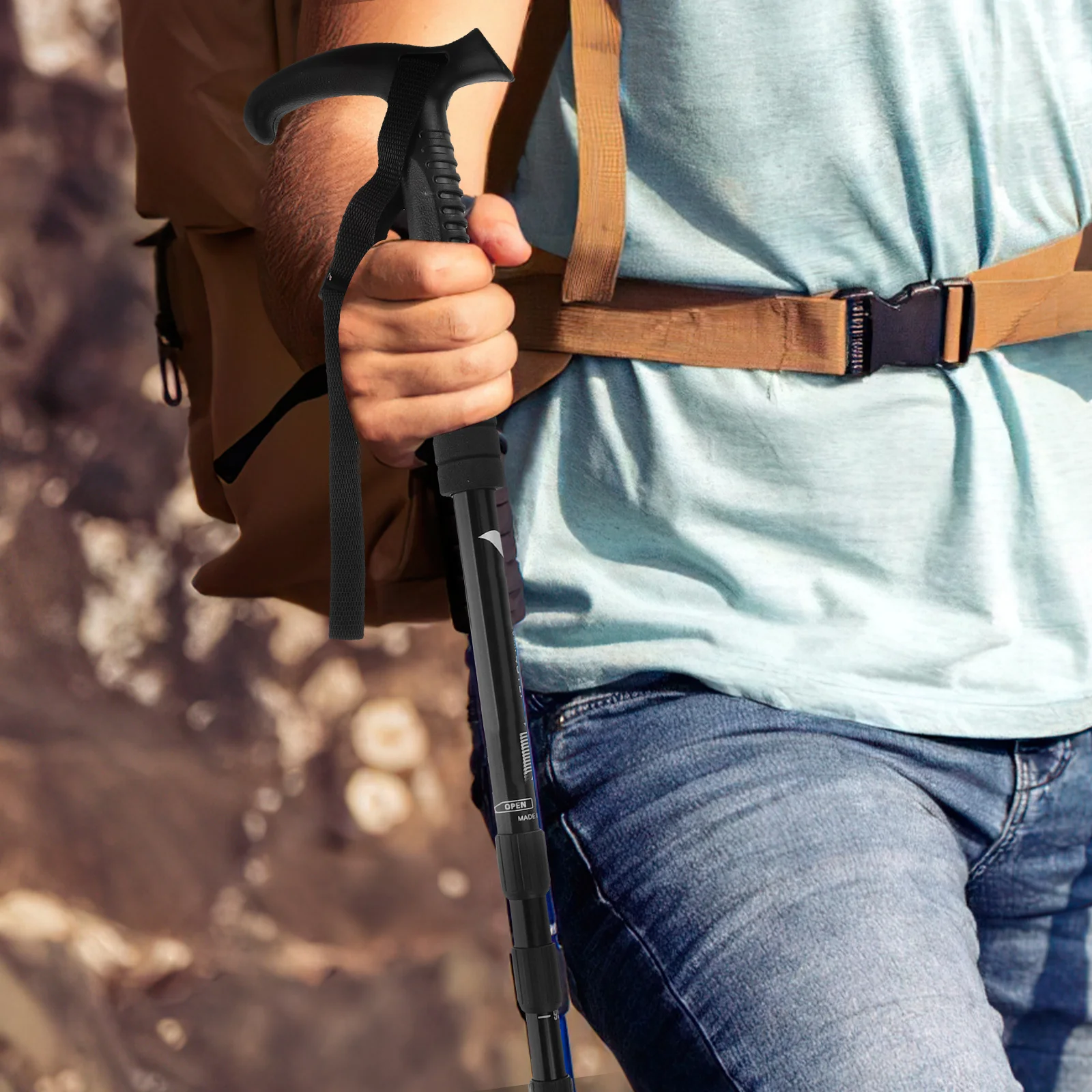 

Walking Stick for Seniors Four-Section Adjustable Hiking Pole Lightweight Collapsible Walking Cane for Elderly Women Men