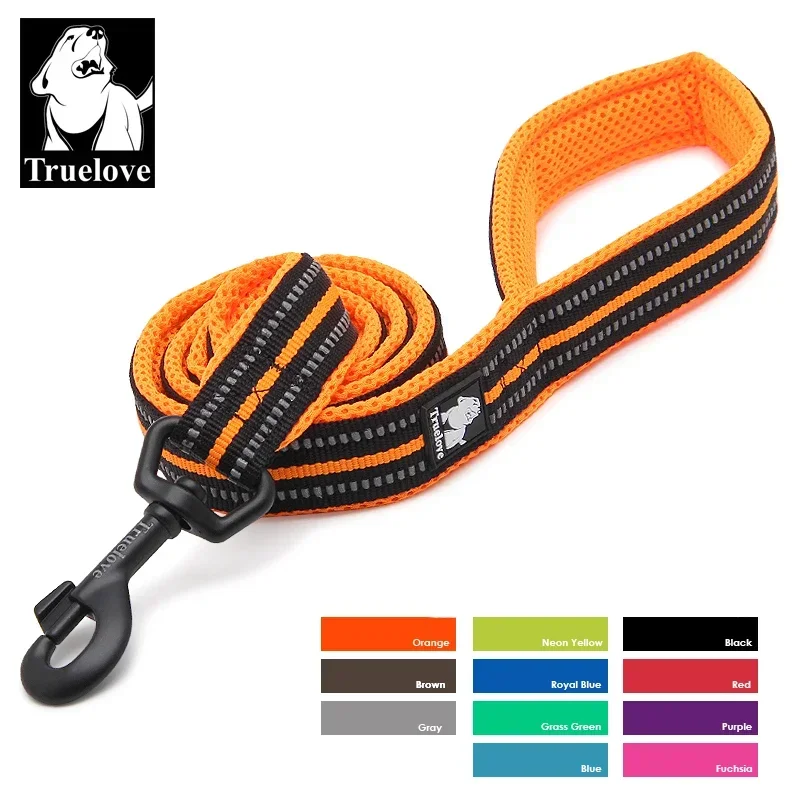 Truelove correa suave para mascotas malla de nailon reflectante acolchada cachorro grande perro o gato entrenamiento para caminar 11 colores 200cm