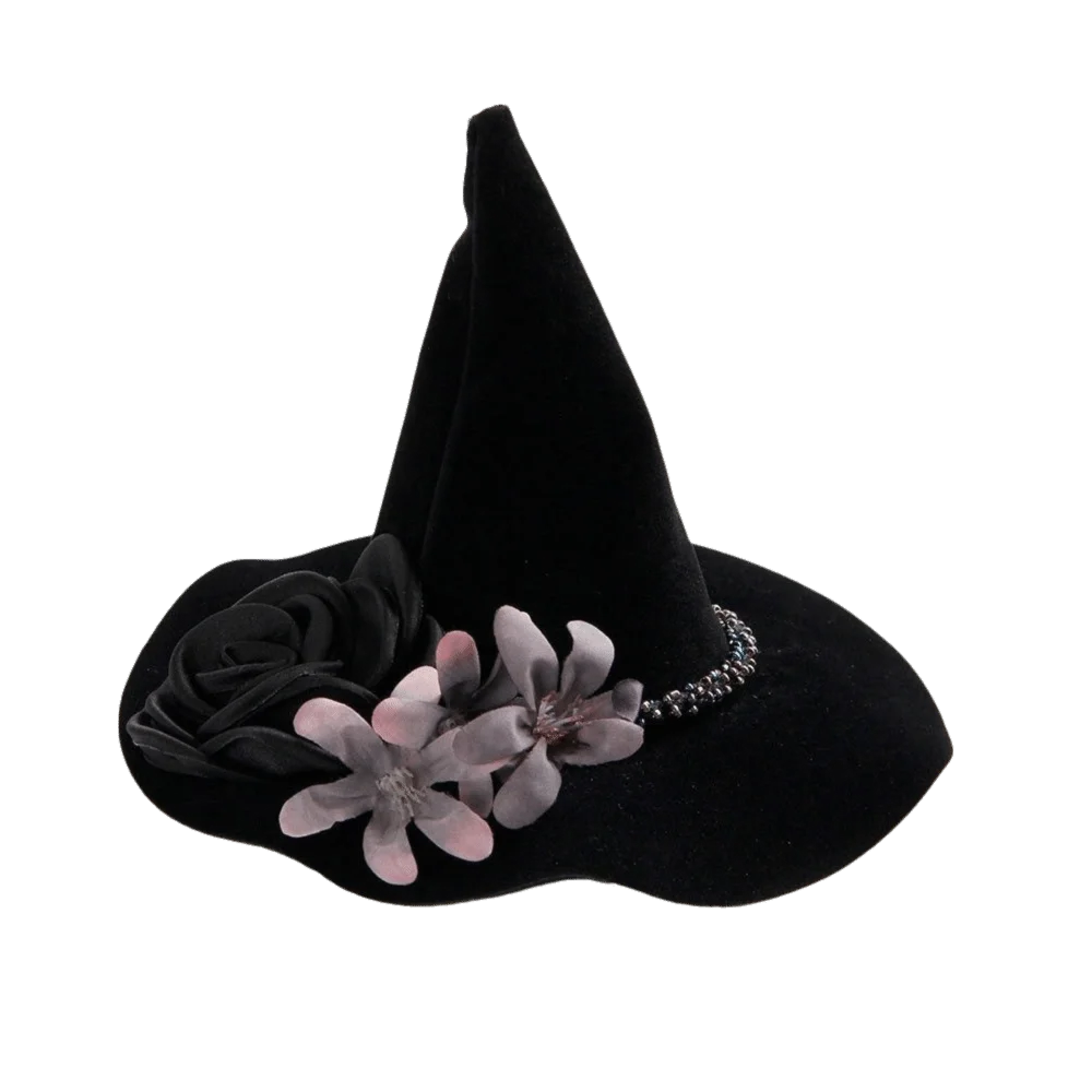 Flower Witch Hat Hair Clip Skull Spider Headdress Halloween Hair Clip Dark Black Gothic Style Witch Hairpins Halloween Party