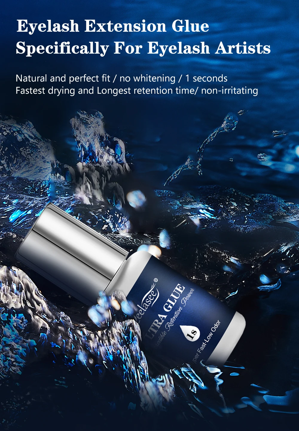 Qeelasee Professioneller Wimpernkleber 1s, schnell trocknend, wasserdicht, langlebig, mildes Wimpernverlängerungs-Make-up für den Salon – Detail 5