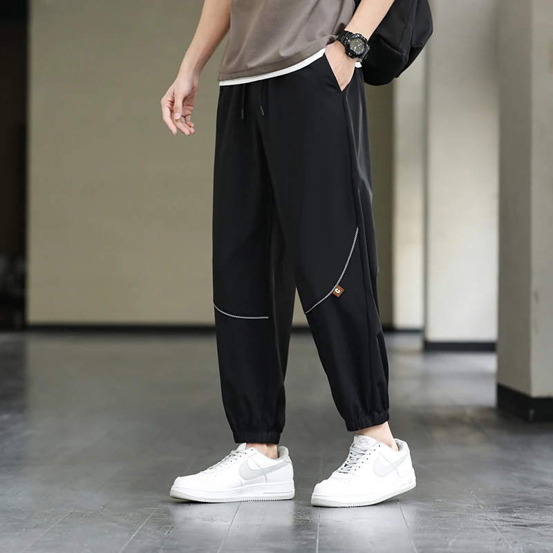 Japanese Style Men's Casual Pants high quality Simple Style Men's Leg-tied Ice Silk Quick-drying Sports Pants Men's Trousers 8XL