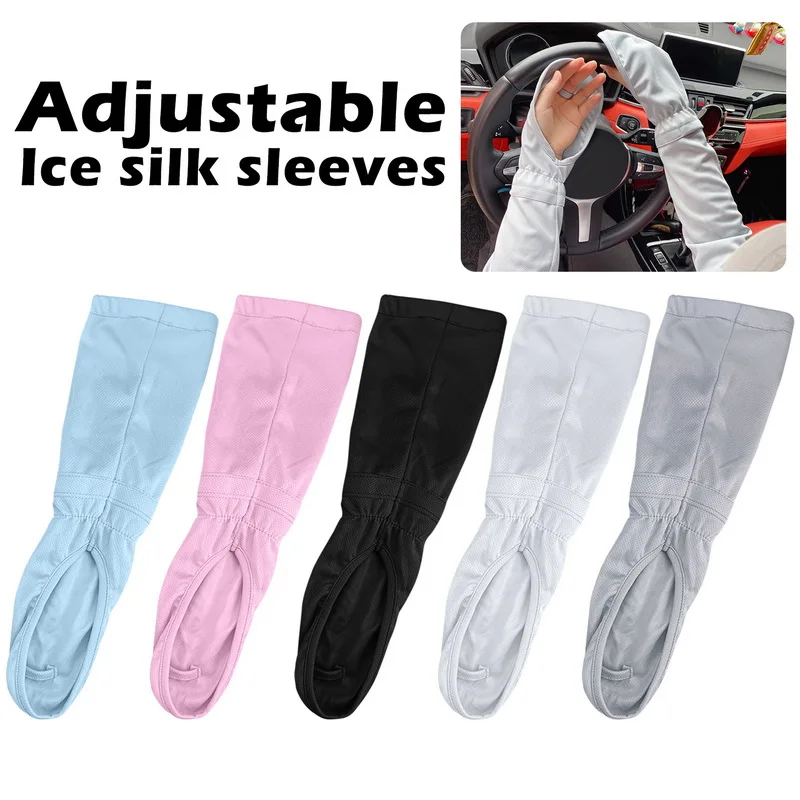 Women's Summer Large Size Ice Sleeve Gloves Silk Driving Sun Protection Arm Sleeves Loose Breathable Arm Guard UV Outdoor 1Pair