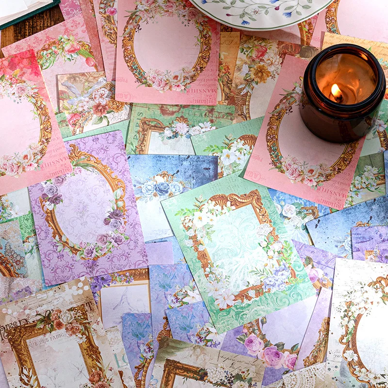 80 Sheets Note Pad Retro Flower Hand Account Decoration Student Plan Note Message Paper Memo Pad Office & School Supplie