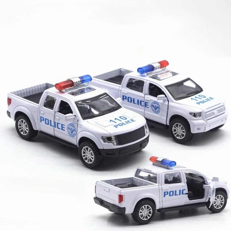 

1:32 Tundra Raptor pickup truck police car model alloy car model sound and light pull back