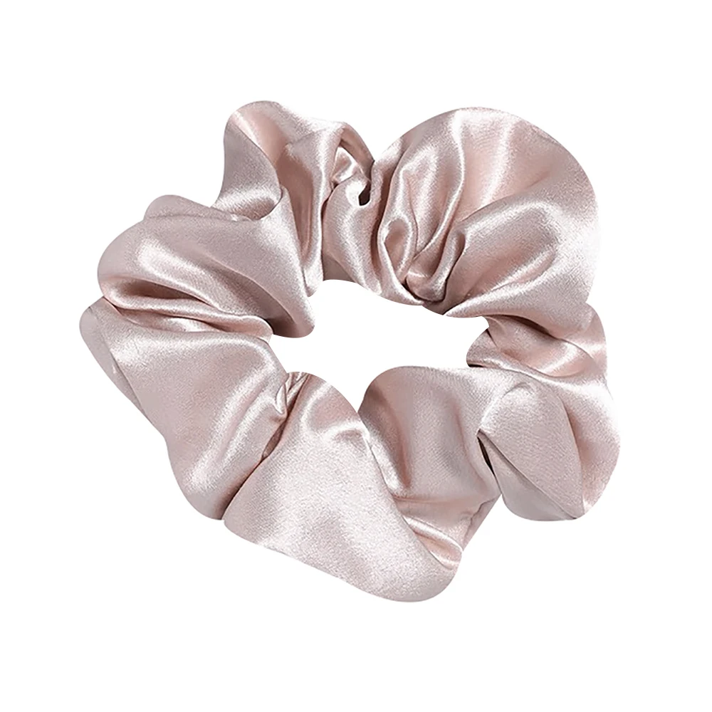 100% Pure Mulberry Silk Large Scrunchies Rubber Bands Hair Ties Gum Elastics Simple Pure Color for Women Girls 19 Momme 3.5CM