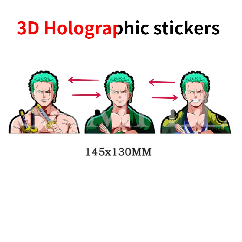 

1PCS 3D Holographic Sticker One Piece Roronoa Zoro Dynamic Magic Creative Waterproof Car Sticker Notebook Luggage Decoration