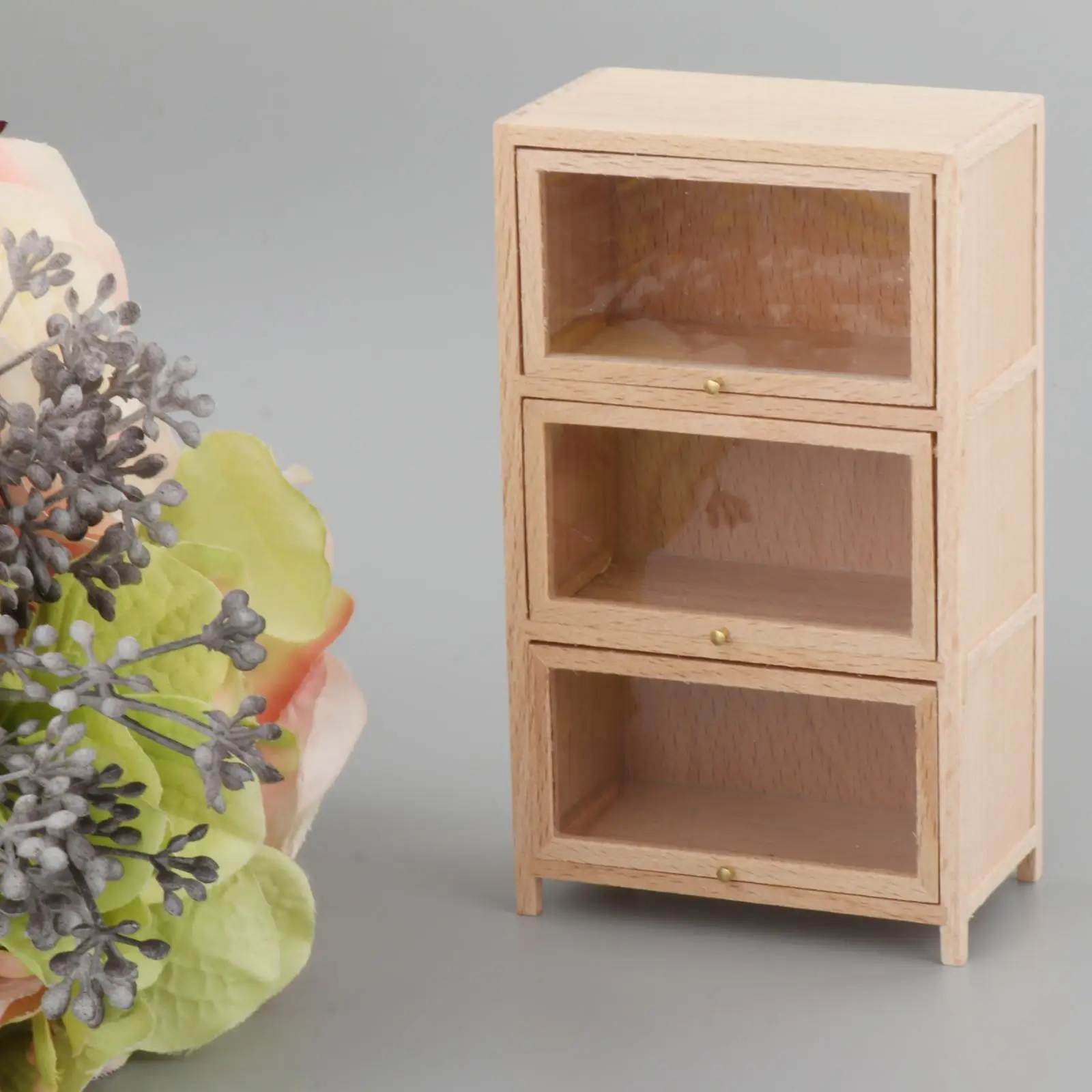 1:12 poppenhuis houten boekenkast meubilair drie verdiepingen boekenplank speelgoed voor thuis