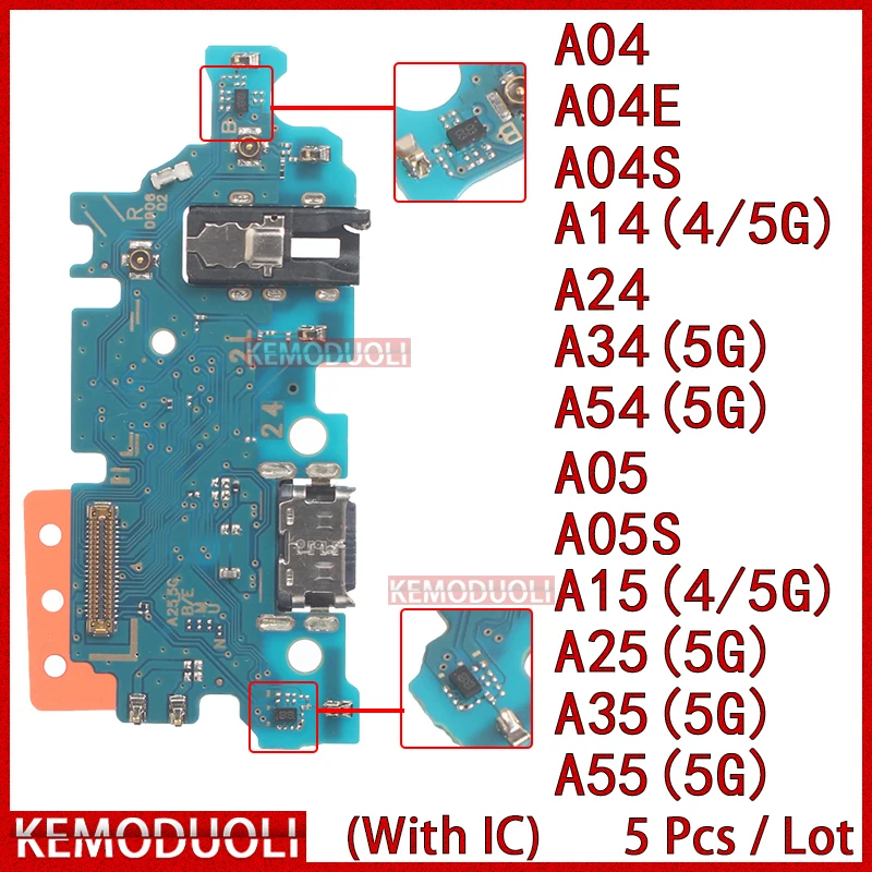 

5pcs/Lot Usb Dock Charger Port for Samsung Galaxy A14 A24 A34 A54 A04E A04S A05 A05S A15 A25 A35 A55 4G 5G Charging Board Module