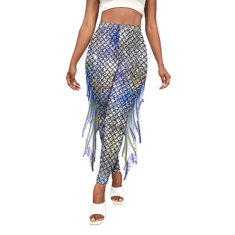The Mermaid Printed Cosplay Pants Fish Scales 3D Printed Women Bottoms Spring Fashion Women's Leggings Tight Yoga pants OI4131
