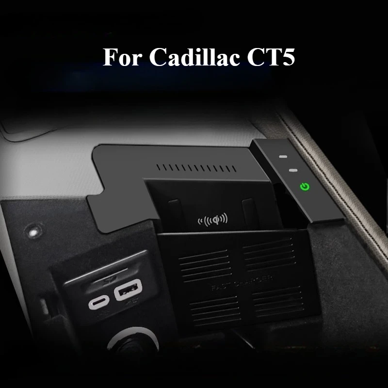 

For Cadillac CT5 2020 2021 2022 2023 2024 Car Wireless Charger 15W Fast Charging Center Console Phone Charger Accessories