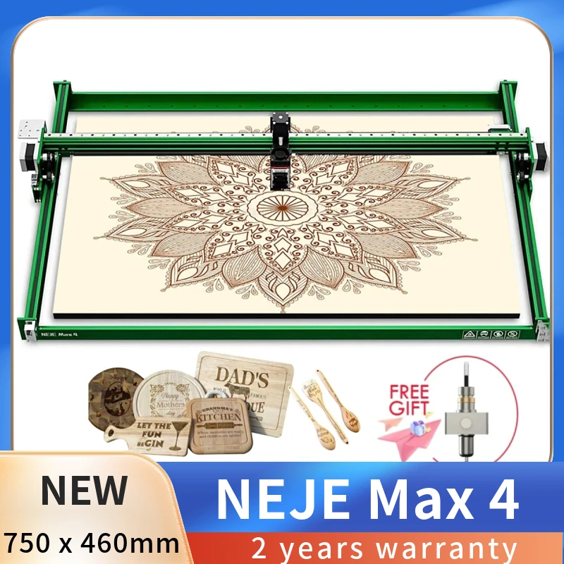 NEJE-Machine de gravure et de découpe laser Max4 E80, 4 axes, laser industriel, grande zone de travail, 750x460mm, outils de travail de calcul CNC bricolage, nouveau