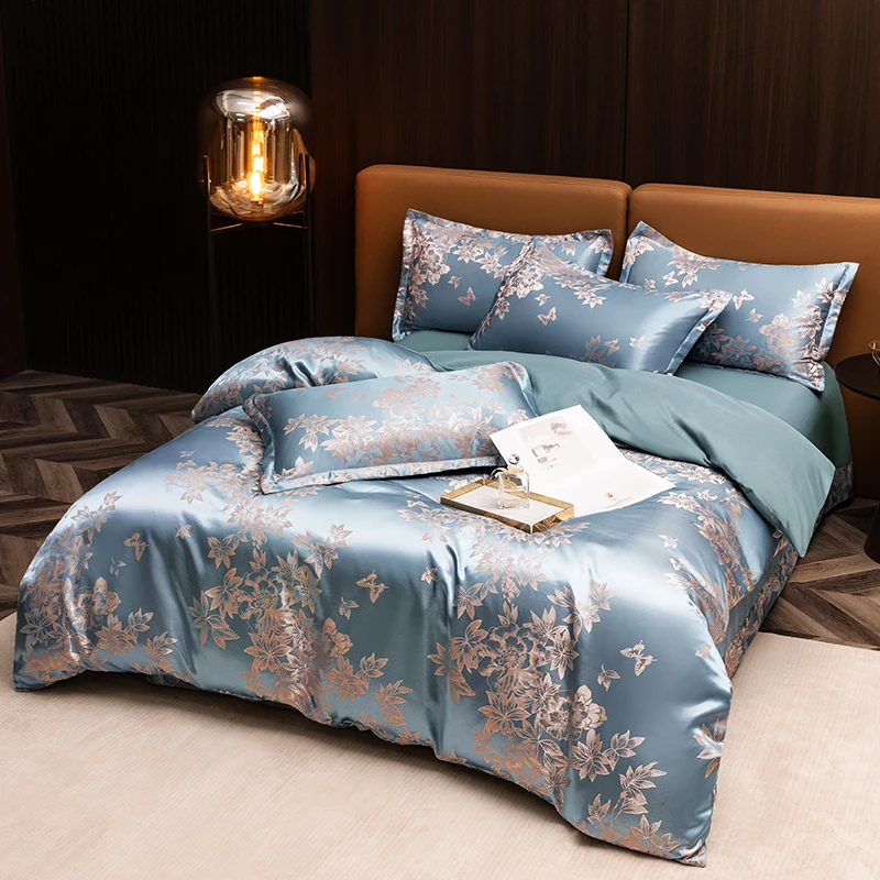 New 3pcs Duvet Cover and Pillow case Set No Filling European Light Luxury Jacquard Woven Polyanthous Type Family bedroom Bedding