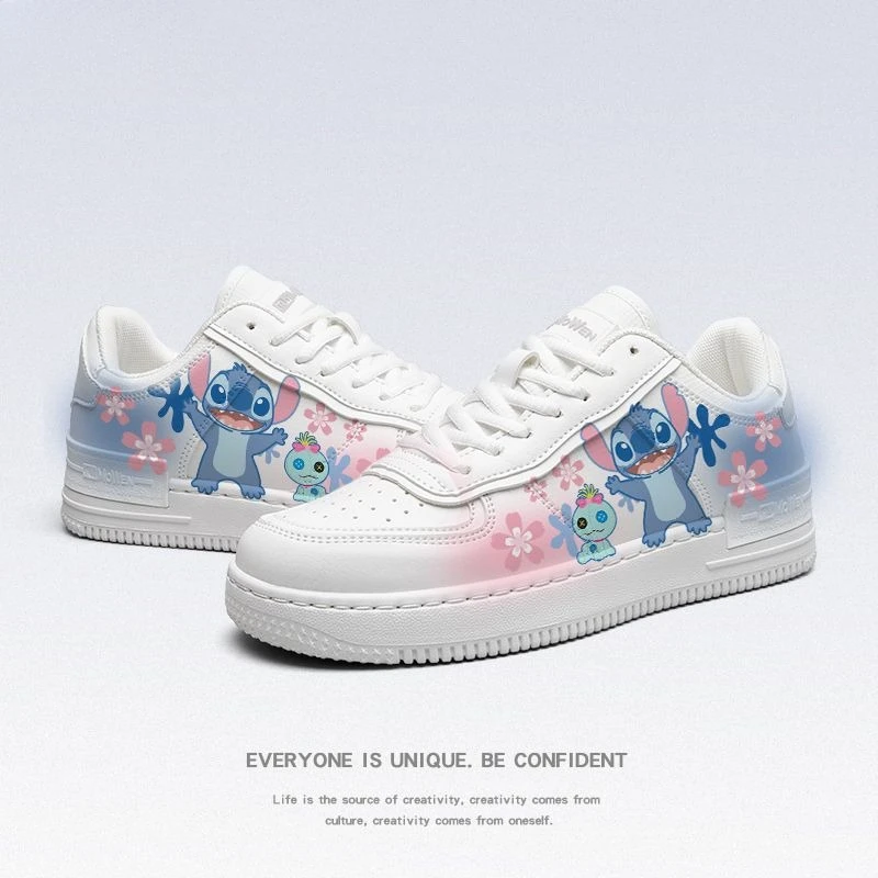 Cartoon Stitch Schoenen voor volwassen meisjes Witte sneakers Student Casual platte schoenen Lage staat wandelschoenen Dames sneakers