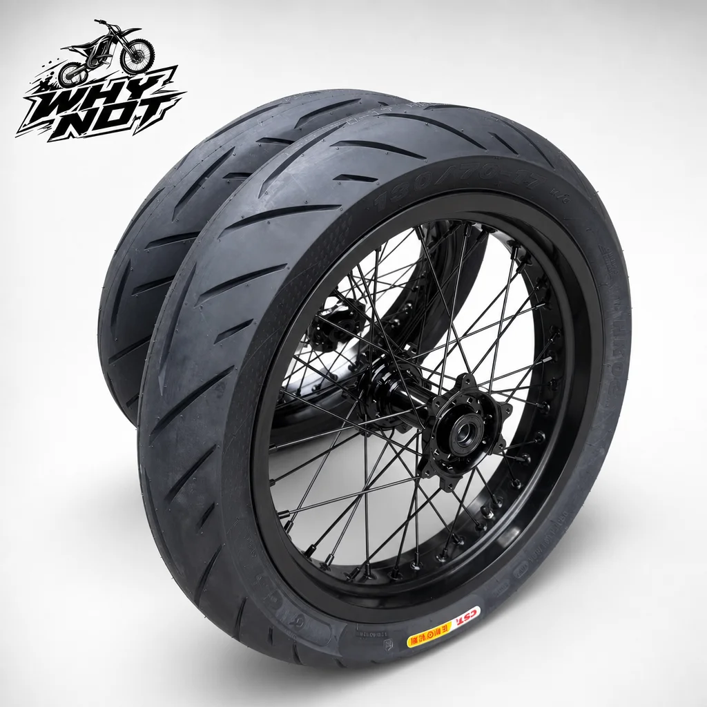 New Supermoto Tire Casing Wheelset Kit 140/70-17 17x2.5 17x3.5 CNC 6061 Surron Ultra Bee Street High Strength Replacement