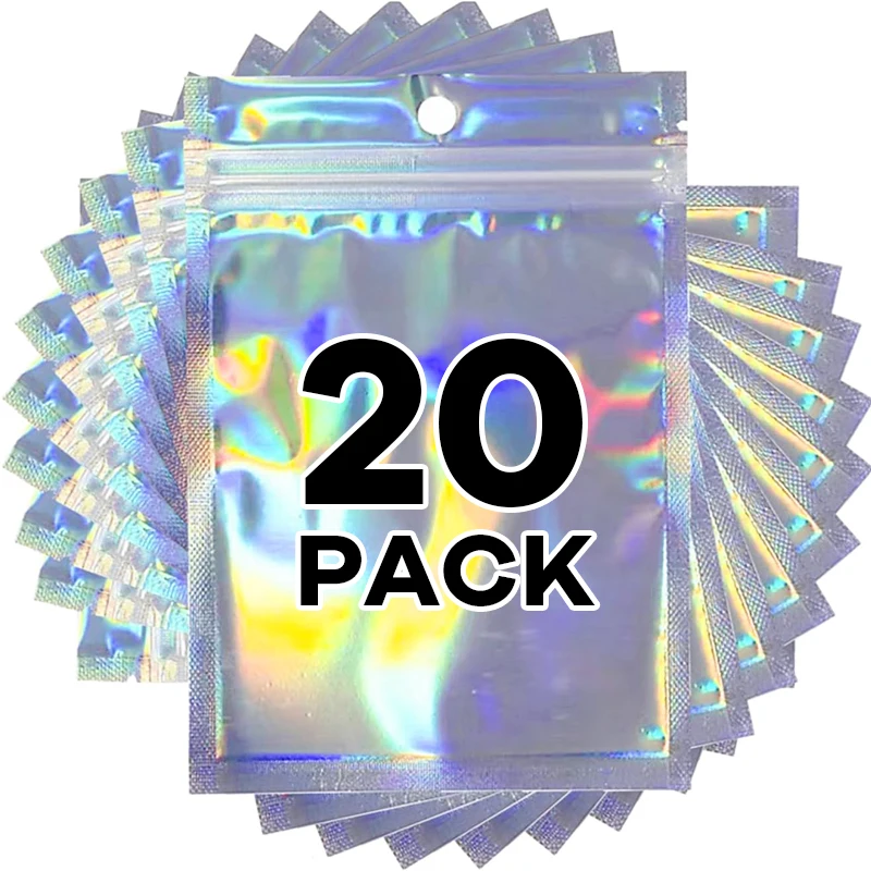 Laser Transparent Sealing Bags Holographic Storage Bag Iridescent Zipper Sealed Bag Food Candy Makeup Jewelry Gift Packing Pouch