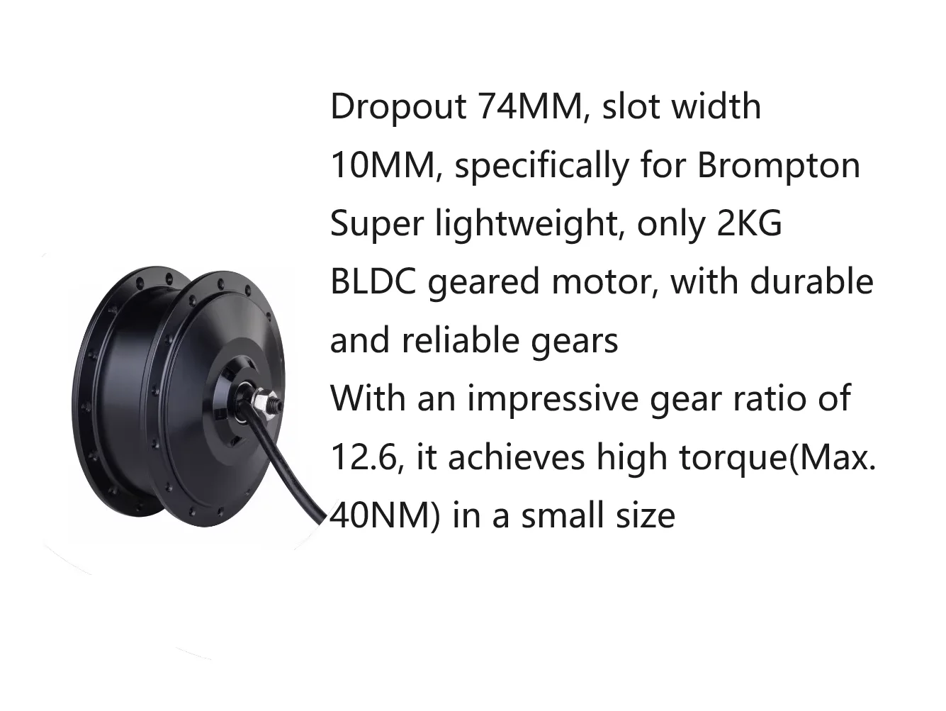 Suitable for Electric Brompton Bike Ebike 36V 250W  74mm Motor Front Gear Hub Motor 28Holes High Speed Motor