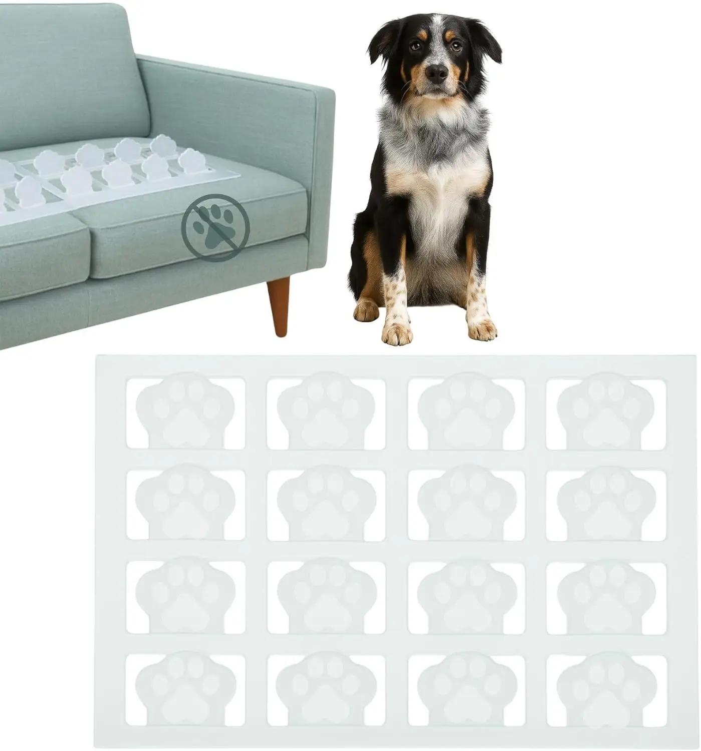 

Прозрачный гуманный коврик для защиты мебели от собак - безболезненная защита для домашних животных для использования в помещении (4 листа)