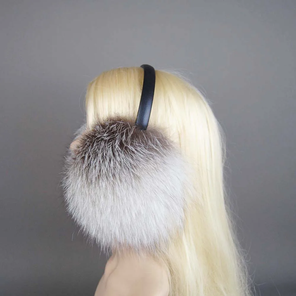 Winter Cool Real Fox Fur Ear Muffs Plush Anti Noise Earmuffs Girl Accessories For Woman Warm Headphone Thermal Protector Warmers