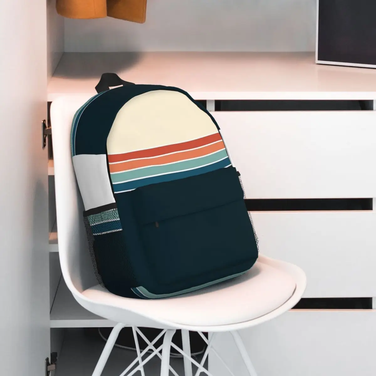 Mochilas Vintage Retro a rayas para niños y niñas, bolsa de hombro de gran capacidad para estudiantes, mochilas escolares de moda, mochila de viaje, 70s