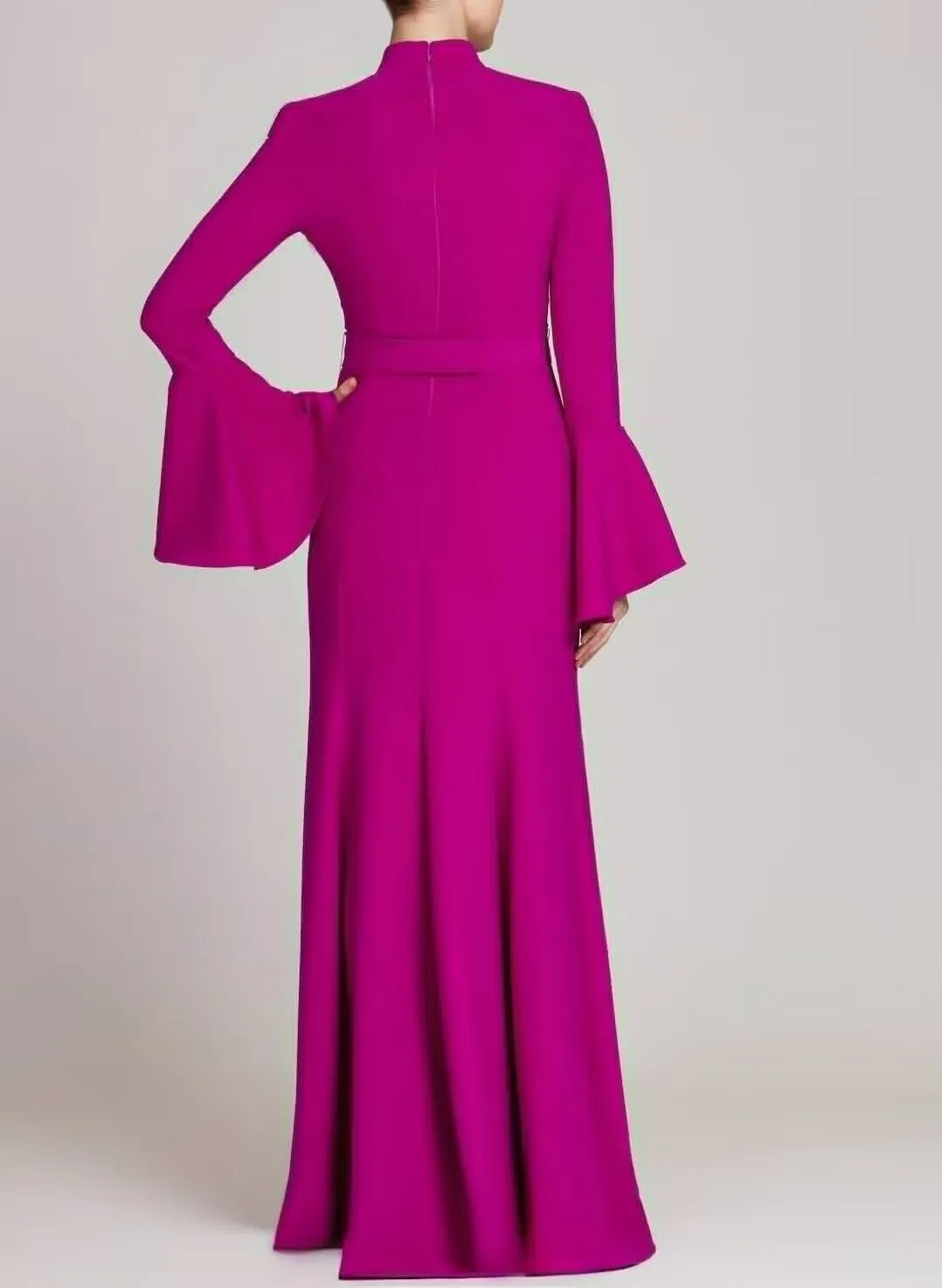 Elegant Evening Dresses For Women Luxury Purple Winter Prom Dress Dubai Long Sleeveles V Neck Party Dresses Women 2024