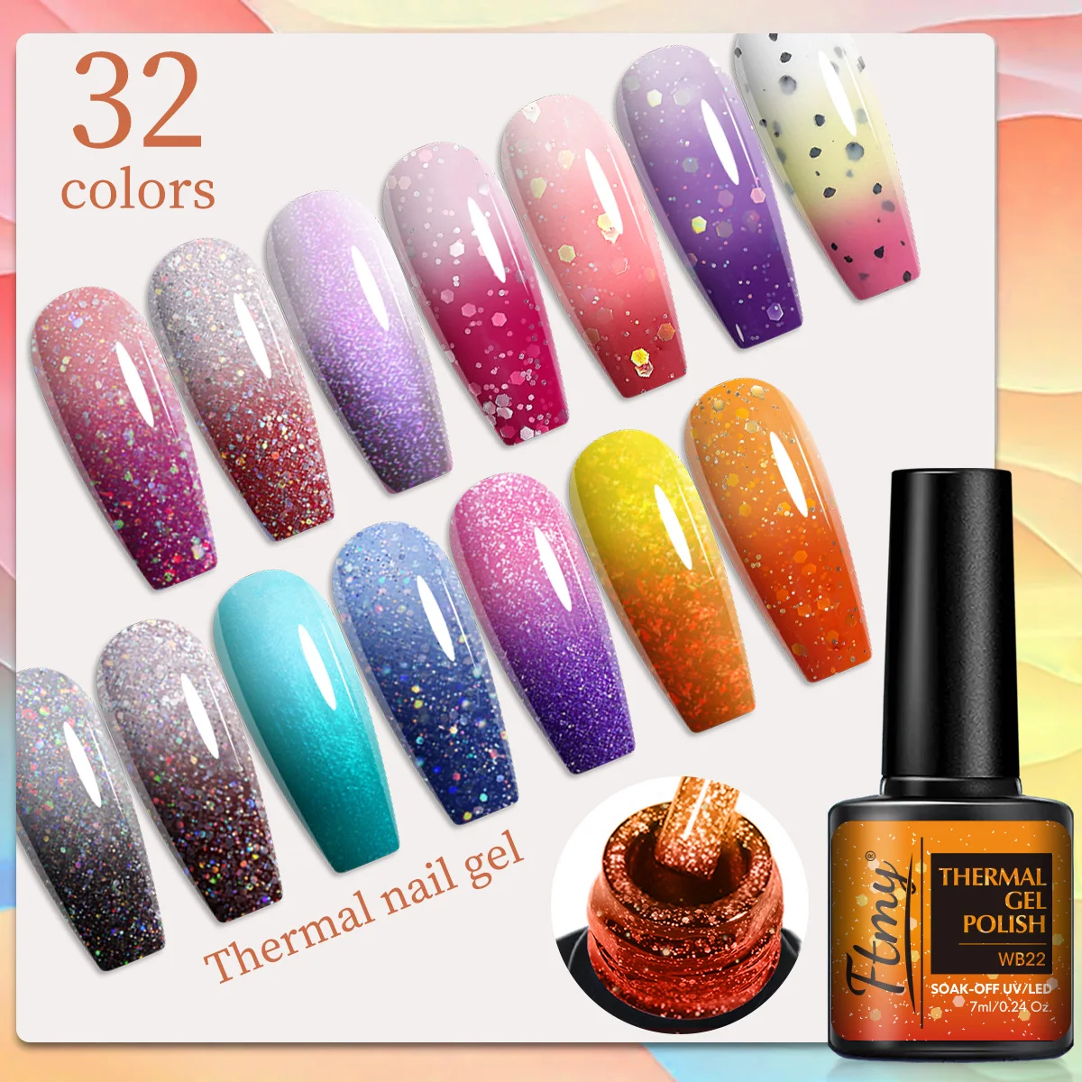 طلاء أظافر لامع بتصميم الهالوين، طلاء جل لامع قابل للإزالة بالأشعة فوق البنفسجية LED، طلاء أظافر متغير المزاج #2