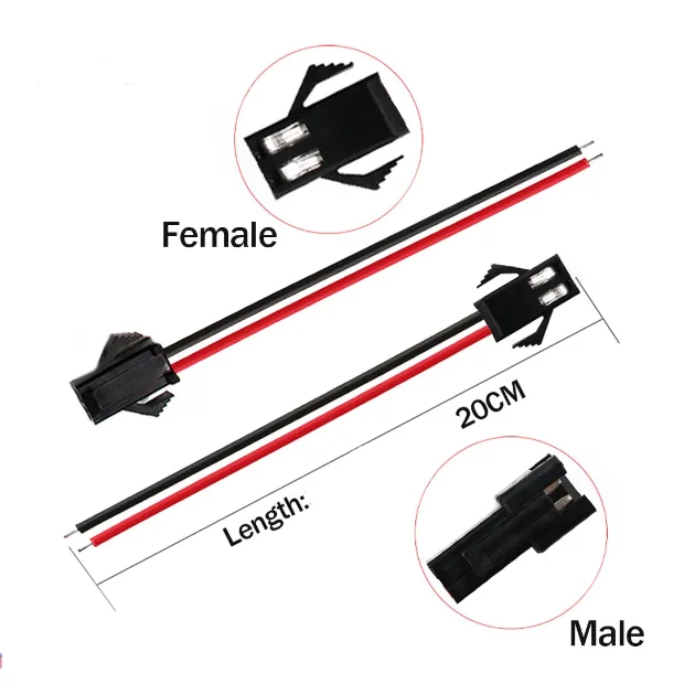 2.54MM SM JST Plug Male Female Docking Wire Connector 2P 3P 4P 5P 6P LED Connection Terminal Wire 20Cm