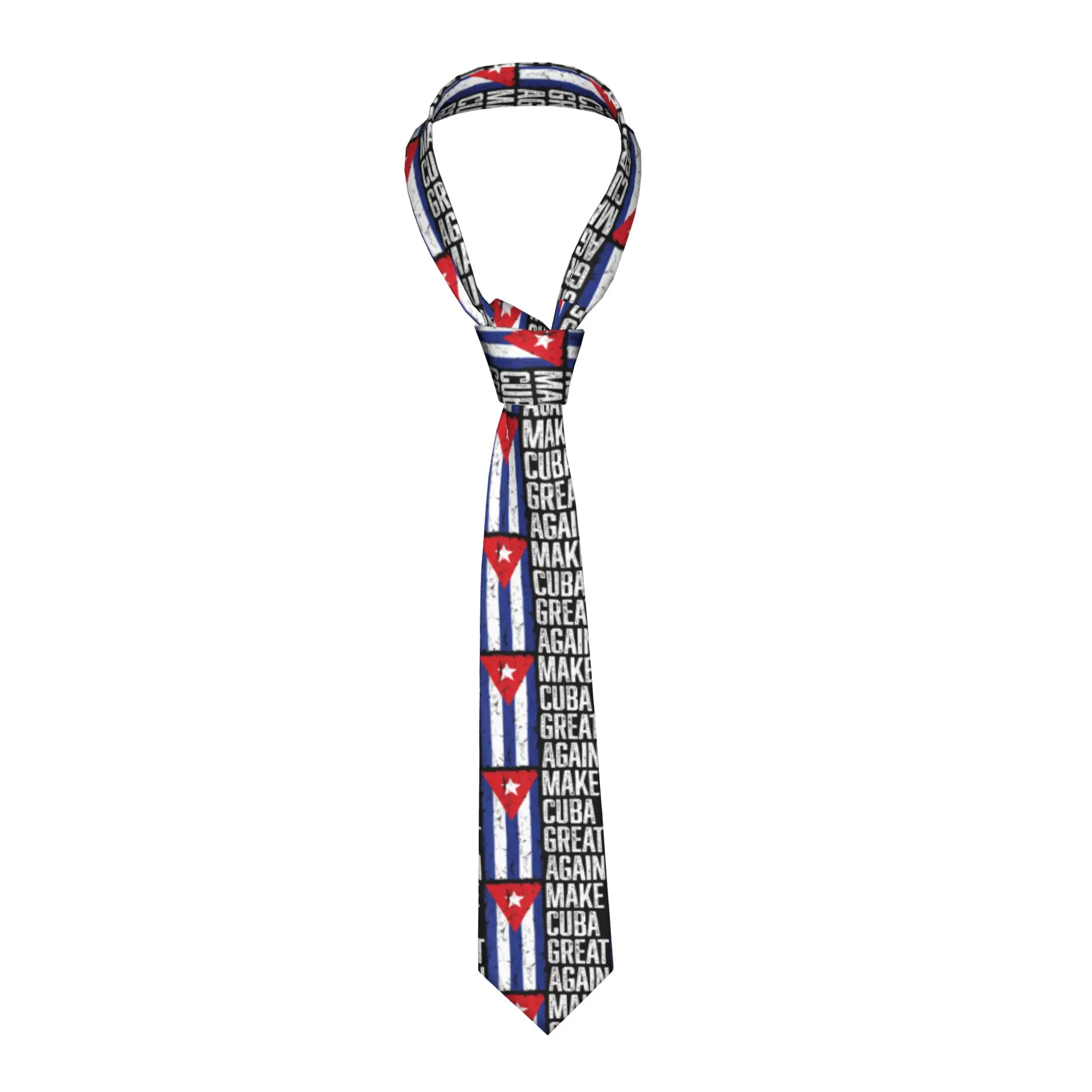 Make Cuba Great Again Cuban Flag  Tie  Custom DIY Neck Ties Classic Casual Collar Tie Adult Leisure Necktie Accessories
