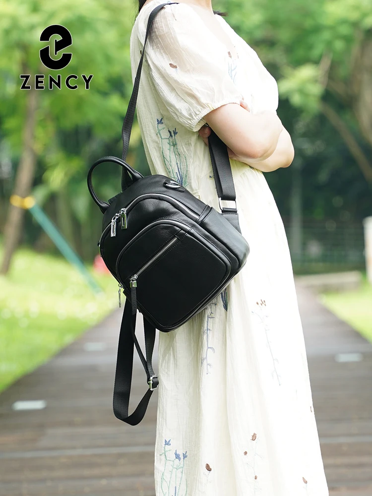 

Модный повседневный рюкзак Zency из натуральной кожи, маленький рюкзак с несколькими карманами, трансформируемая сумка через плечо