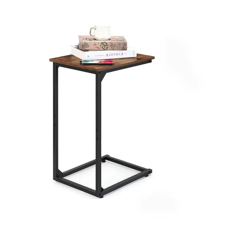 C Shaped End Table, Side Table Tray Side Table Bedside Table Height 27.3'' with Metal Frame for Laptop,Snack,Sofa Couch