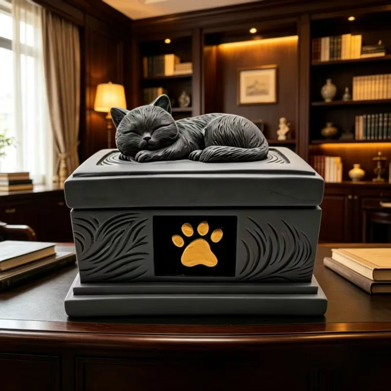 Creative Resin Cat Shape Pet Urn Ornaments Outdoor Courtyard Pet Commemorative Urn Altar Crafts Funeral Supplies Decoration