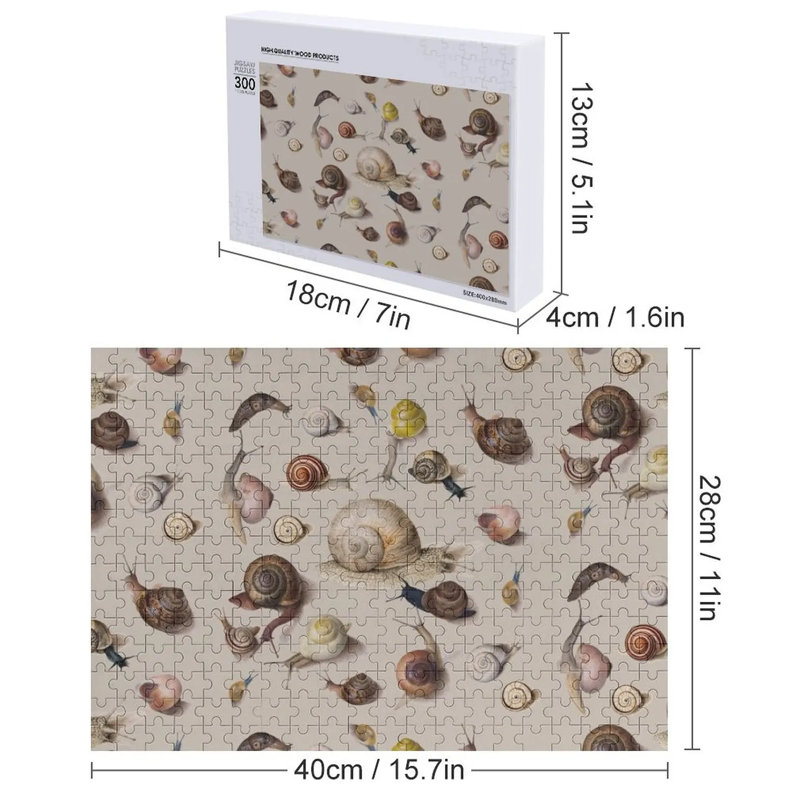 สวนหอยทาก สัตว์น่ารัก ภาพวาดสีน้ำของหอยทาก ศิลปะจิ๊กซอว์ งานศิลปะ ของเล่นจิ๊กซอว์แบบส่วนตัวสำหรับเด็ก